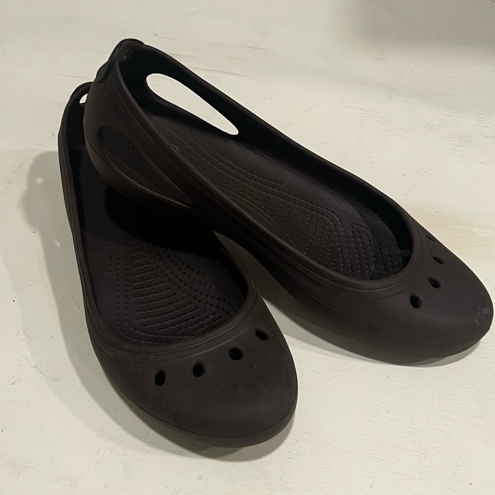 CROCS Brown Flats with Molded Comfort and Ventilation